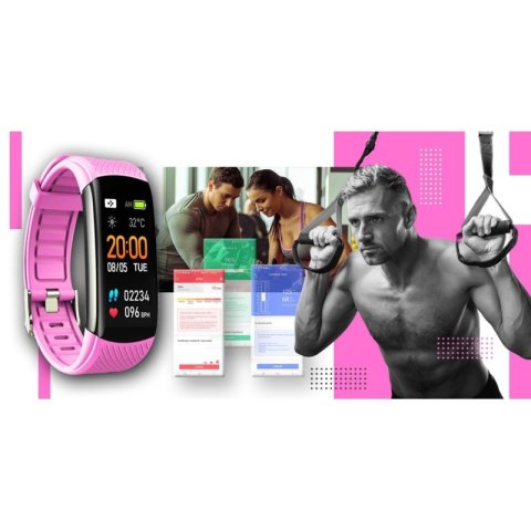 Smartwatch GIEWONT Czarno Różowy 2 Paski GW200-4