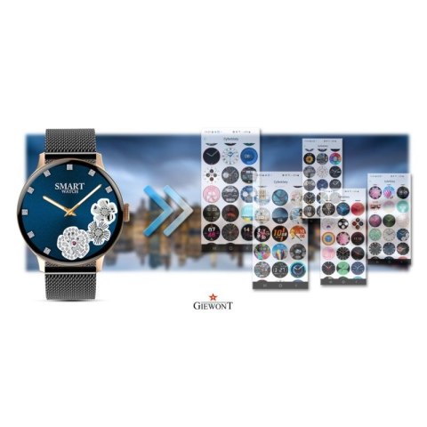 Smartwatch Damski GIEWONT Różowe Złoto Czarny GW330-4