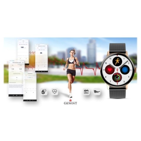 Smartwatch Damski GIEWONT Różowe Złoto Czarny GW330-4