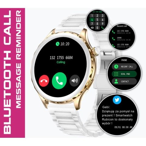 Smartwatch Damski Rubicon RNCF02-1 Srebrno-Srebrny + Czarny Silikonowy Pasek