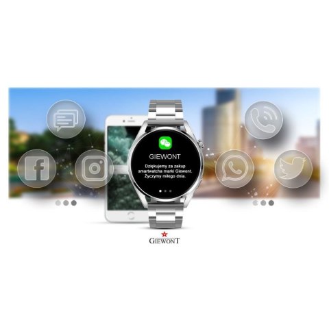 Smartwatch GIEWONT Vertex SmartCall GW450-4 Silver/Carbon Silikon