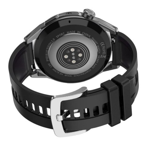 Smartwatch Rubicon RNCE88-1 Czarny- Czarny Pasek Silikonowy + Czarny Pasek Skórzany