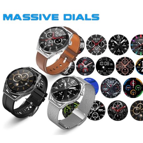 Smartwatch Rubicon RNCE88-1 Czarny- Czarny Pasek Silikonowy + Czarny Pasek Skórzany