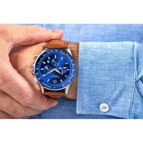 Zegarek Męski Giewont Chronograph Sapphire Brązowo Niebieski GW3520-A5