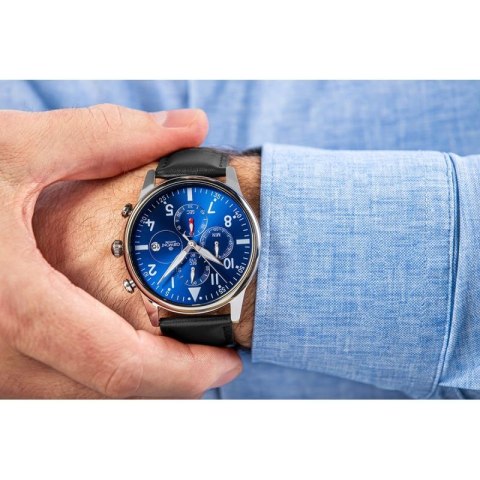 Zegarek Męski Giewont Chronograph Sapphire Czarno Niebieski GW5630-A3