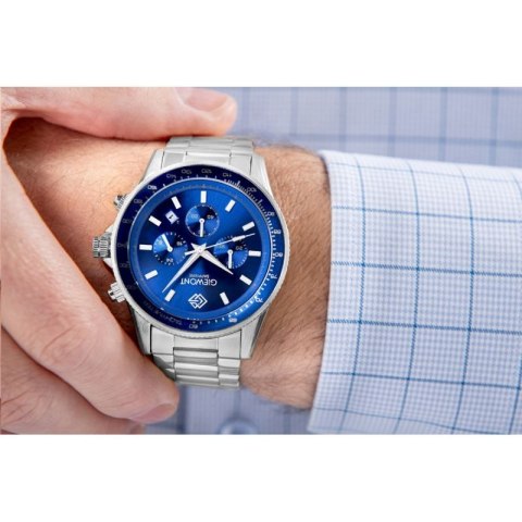Zegarek Męski Giewont Chronograph Sapphire Srebrno Niebieski GW3520-B3