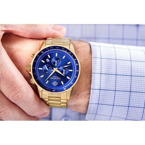 Zegarek Męski Giewont Chronograph Sapphire Złoto Niebieski GW3520-B5