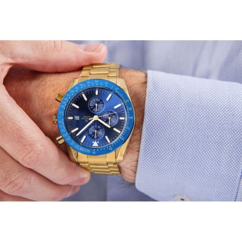 Zegarek Męski Giewont Chronograph Sapphire Złoto Niebieski GW8720-B6