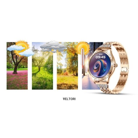 Smartwatch Damski VELTORI VT350-1 Bransoleta Różowe Złoto