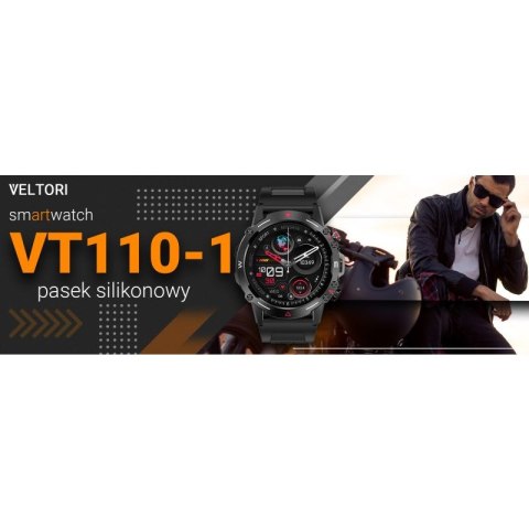 Smartwatch VELTORI VT110-1 Czarny Pasek Silikonowy