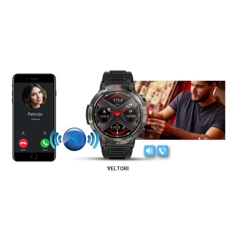 Smartwatch VELTORI VT140-1 Czarny Pasek Silikonowy