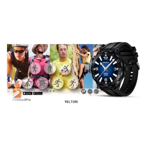 Smartwatch VELTORI VT150-1 Czarny Pasek Silikonowy + Czarna Bransoleta