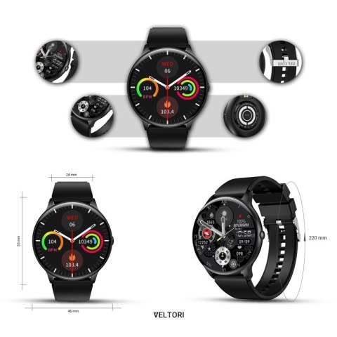 Smartwatch VELTORI VT160-1 Czarny Pasek Silikonowy