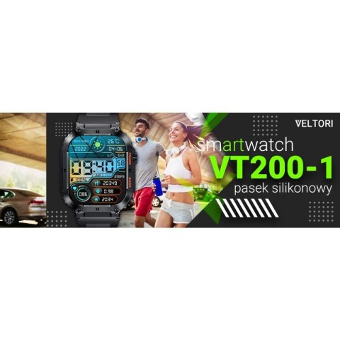 Smartwatch VELTORI VT200-1 Czarny Pasek Silikonowy