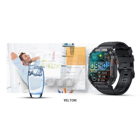 Smartwatch VELTORI VT200-1 Czarny Pasek Silikonowy