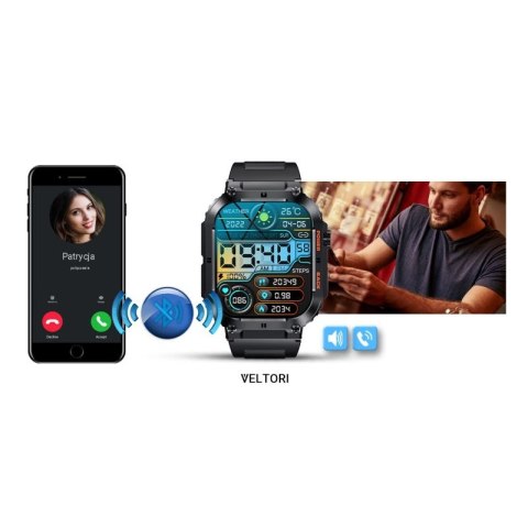 Smartwatch VELTORI VT200-1 Czarny Pasek Silikonowy