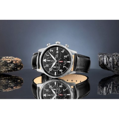 Zegarek Męski Giewont Chronograph Sapphire Czarno Srebrny GW5630-A2