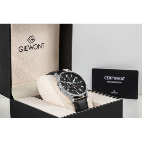 Zegarek Męski Giewont Chronograph Sapphire Czarno Srebrny GW5630-A2