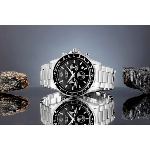 Zegarek Męski Giewont Chronograph Sapphire Srebrno Czarny GW3520-B2
