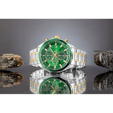 Zegarek Męski Giewont Chronograph Sapphire Srebrno Zielony GW7290-B7