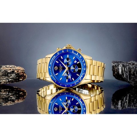 Zegarek Męski Giewont Chronograph Sapphire Złoto Niebieski GW3520-B5