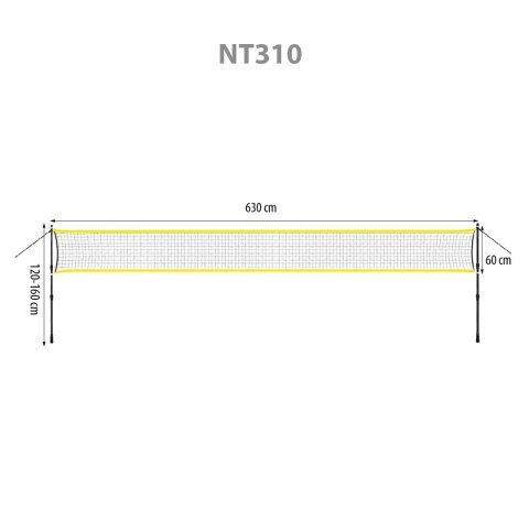 NT310 SIATKA DO BADMINTONA SŁUPKI TELESKOPOWE 600x60cm + POKROWIEC PEŁNY NILS