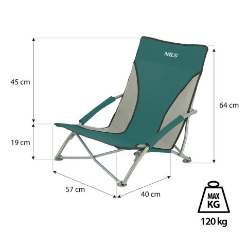 NC3035 ZIELONO-SZARY KRZESŁO PLAŻOWE NILS CAMP