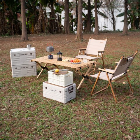 NCB4007 SKŁADANA SKRZYNIA KEMPINGOWA BIAŁA Z FUNKCJĄ STOŁU 2W1 NILS CAMP