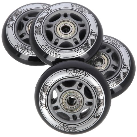 PU 72x24 82A CZARNE (4 szt.) + ABEC-9 (8 szt.) ZESTAW NILS EXTREME PU 72x24 82A CZARNE (4 szt.) + ABEC-9 (8 szt.) ZESTAW NILS EXTREME