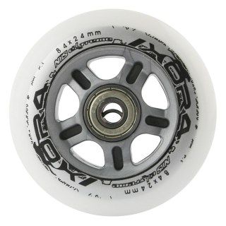 PU 84x24 82A BIAŁE MATOWE (4 szt.) + ABEC-9 CHROME (8 szt.) ZESTAW NILS EXTREME
