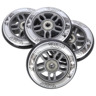 PU 90x24 82A CZARNE (4 szt.) + ABEC-9 CHROME (8 szt.) ZESTAW NILS EXTREME