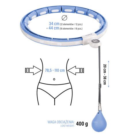 HHM15 HULA HOP BLUE Z MAGNESEM I OBCIĄŻNIKIEM + LICZNIK HMS