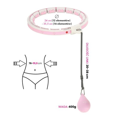 HHW06 HULA HOP PINK Z WYPUSTKAMI I OBCIĄŻNIKIEM + LICZNIK HMS