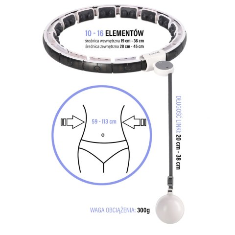 HHM16 HULA HOP WHITE Z MAGNESAMI I OBCIĄŻNIKIEM + LICZNIK HMS HHM16 HULA HOP WHITE Z MAGNESAMI I OBCIĄŻNIKIEM + LICZNIK HMS