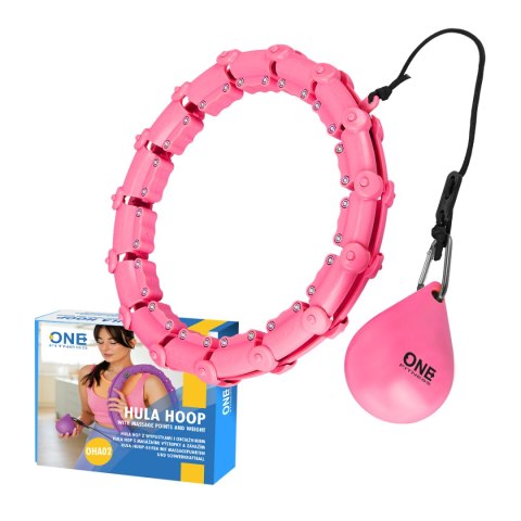 OHA02 HULA HOP PINK Z WYPUSTKAMI I OBCIĄŻNIKIEM ONE FITNESS