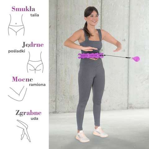 ZESTAW HULA HOP HHW12 VIOLET Z WYPUSTKAMI I OBCIĄŻNIKIEM HMS + PAS BR163 BLACK PLUS SIZE