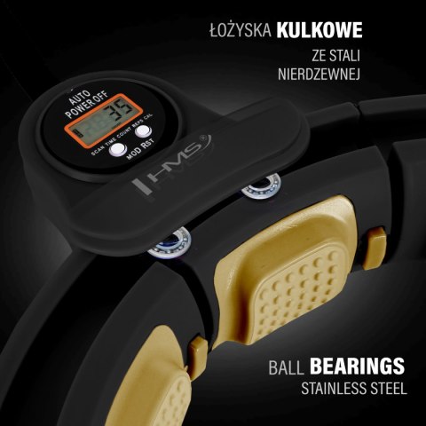 ZESTAW HULA HOP MAGNETYCZNY BLACK/GOLD HHM13 Z LICZNIKIEM HMS + PAS WYSZCZUPLAJĄCY BR163 BLACK