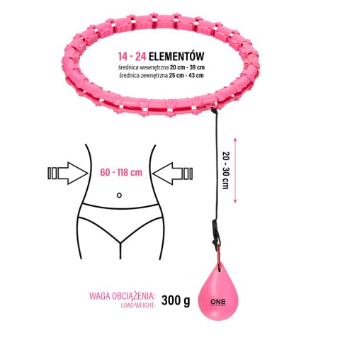 ZESTAW HULA HOP OHA02 PINK Z WYPUSTKAMI I OBCIĄŻNIKIEM ONE FITNESS + PAS BR160